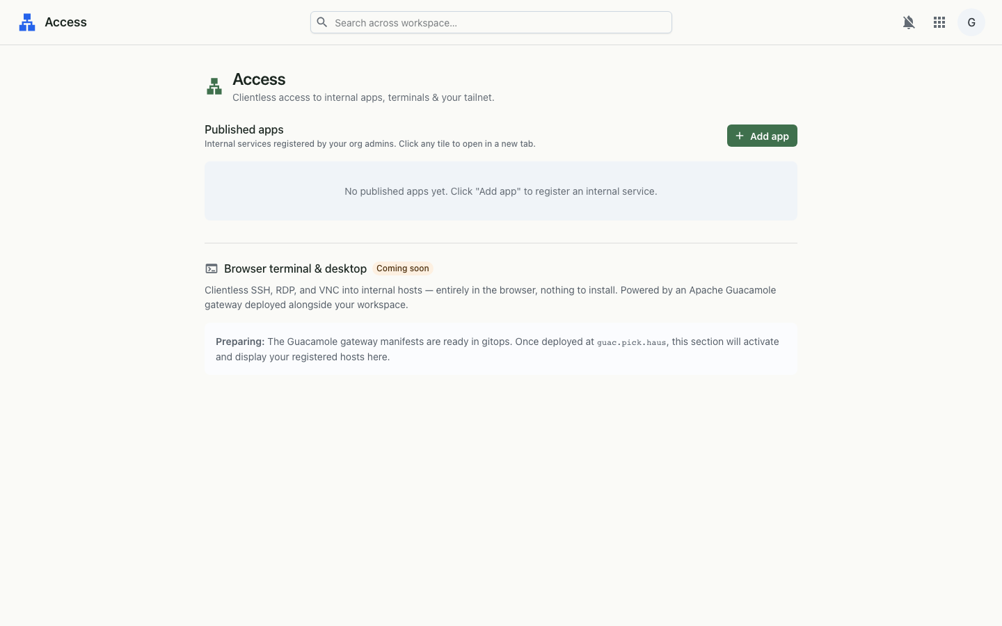 Access page on desktop