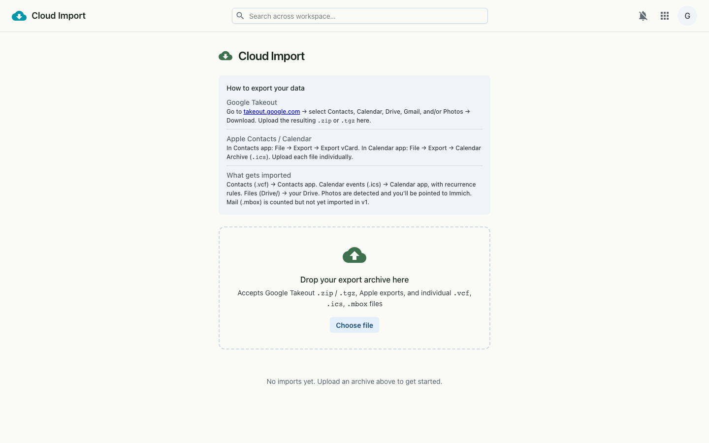 Cloud Import on desktop