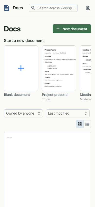Docs on mobile