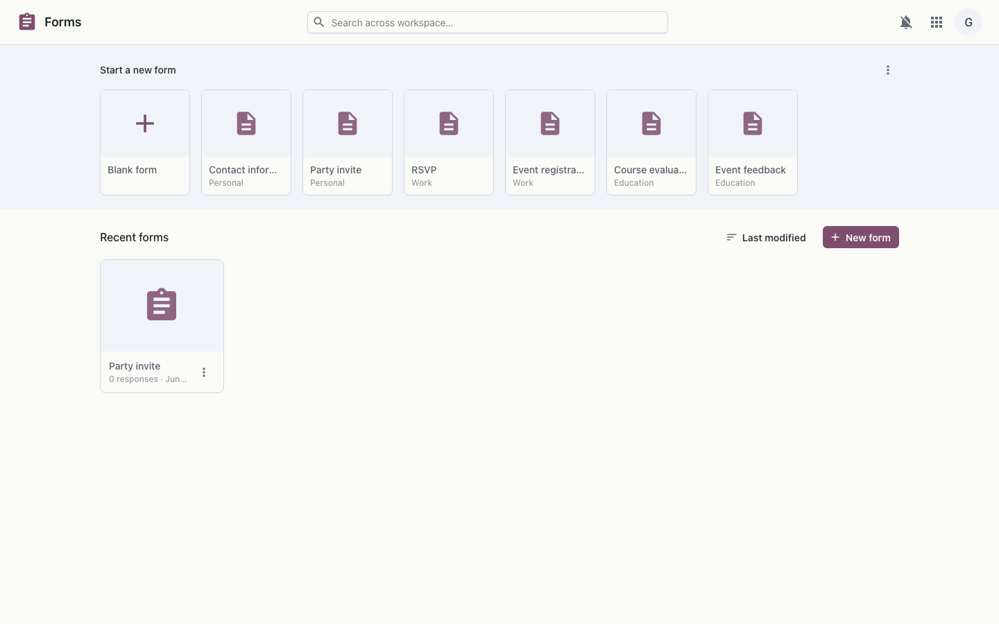 Forms editor on desktop