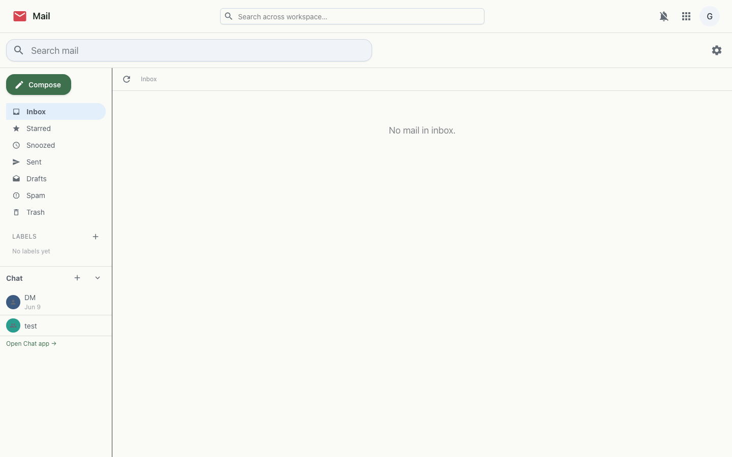 Mail — webmail inbox