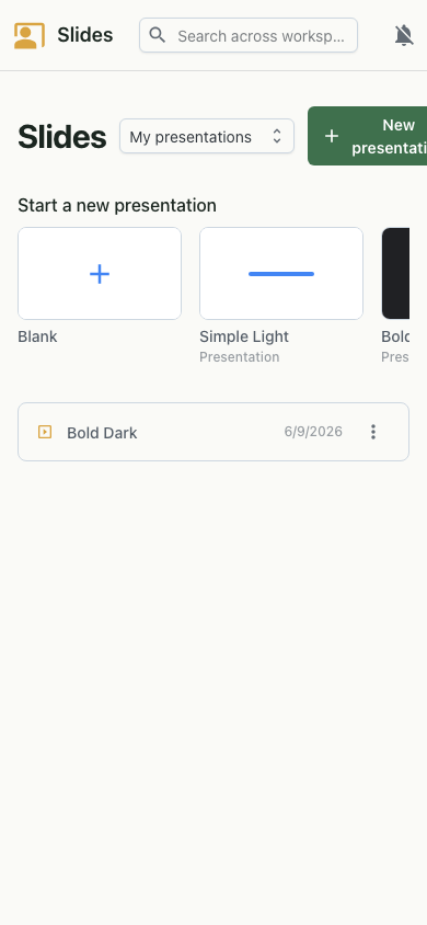 Slides on mobile
